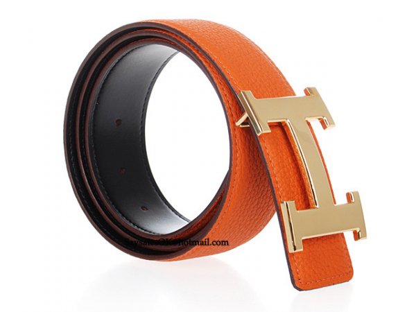 Hermes 2014 Classic Stripe Leather Reversible Belt Classic Buckl